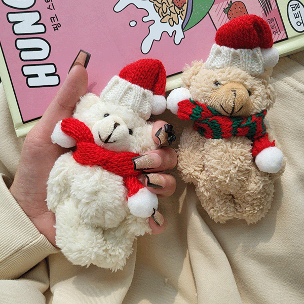 테디베어 곰돌이 인형 뽀글이 가방 키링 크리스마스 선물