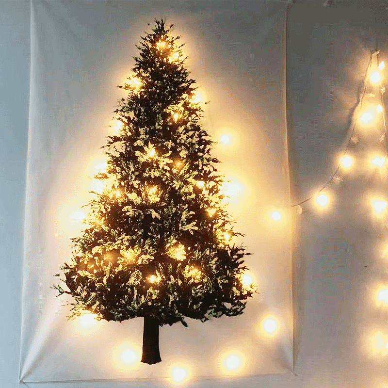 [전구포함]크리스마스 LED 트리 태피스트리 패브릭 포스터 감성포스터 벽꾸미기 벽장식